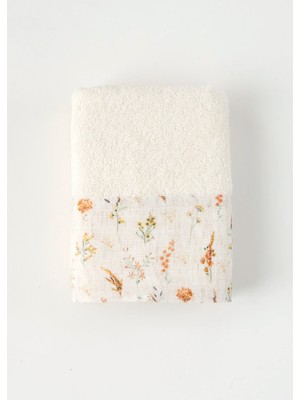 %100 Pamuk Floris Yüz Havlusu Krem (50X90 Cm)