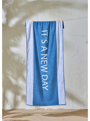 %100 Pamuk It's A New Day Plaj Havlusu Lacivert (90X150 Cm)