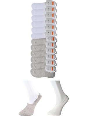 Al-Fil Teknoloji Gri ve Beyaz Erkek Babet Çorap 12 Çift