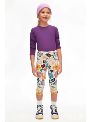 Nordic Jungle Kız Çocuk Desenli Diz Altı Tayt Kapri