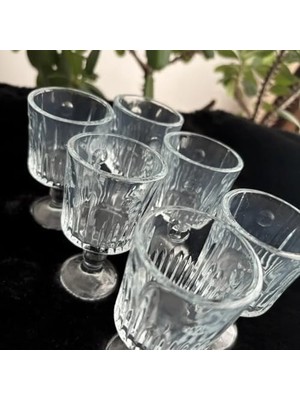 Teknocan Marketing 6’lı Ayaklı Cam Kahve Yanı Seti – Şık Tasarımlı, Kristal Görünümlü, Misafir Sunum ve Özel Davetler Için Bardak Takımı