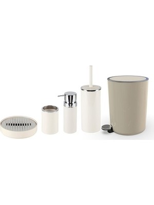 Bej Renkli Primanova Lenox 5 Parça Banyo Seti Modern Stil ve Suya Dayanıklı Malzeme