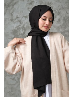 Afvente Cazz Pamuk Şal %70 Pamuk %30 Polyester Siyah Renk Dört Mevsim Kullanıma Uygun