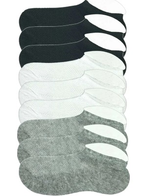 Al-Fil Teknoloji 9 Adet Çocuk Sneaker Patik Çorap Siyah Beyaz Gri