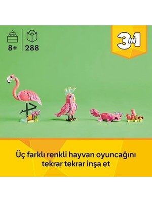 Teknocan Marketing 3'ü 1 Arada Vahşi Hayvanlar: Pembe 31170 – 8 Yaş ve Üzeri Kız ve Erkek Çocukları Için Kakadu Papağanı Veya Aksolotl'a Dönüşebilen Yaratıcı Oyuncak Seti, Hediye Fikri (288 Parça)