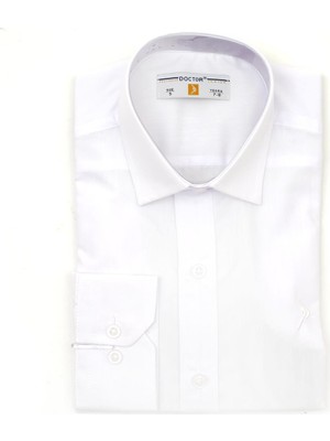 Doctor Junior Erkek Çocuk Gömlek Beyaz Desenli Slimfit Kesim 9-10 Yaş İçin Şık Tasarım