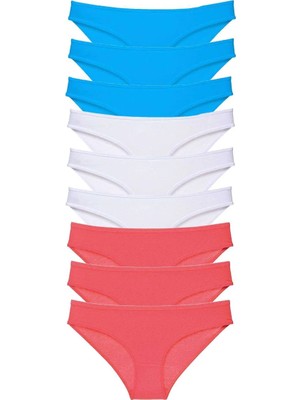 Al-Fil Teknoloji 9 Adet Süper Eko Set Likralı Kadın Slip Külot Fuşya Beyaz Mavi