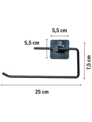 Teknocan Marketing Kendiliğinden Yapışkanlı Siyah Paslanmaz Metal Rulo Havluluk Aparat