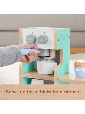 Teknocan Marketing 3 Yaş ve Üzeri Çocuklar Için 20 Ahşap Parçadan Oluşan Ahşap Kahve Dükkanı Oyun Seti ve Oyuncak Kasa, HXV22