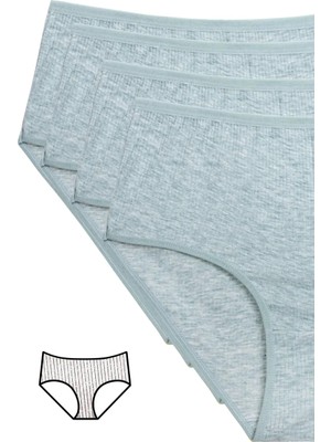 Al-Fil Teknoloji 4'lü Yeni Seri Renkli Yüksek Bel Fitilli Ribana Bato Külot Yeşil