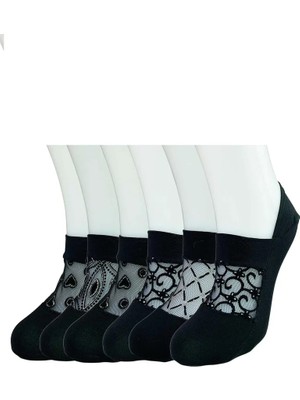 Al-Fil Teknoloji 6 Adet Önü Transparan Kadın Fantezi Desenli Babet Çorap