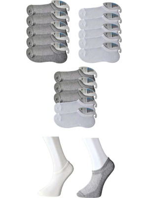 Al-Fil Teknoloji Gri ve Beyaz Erkek Görünmez Çorap 15 Çift