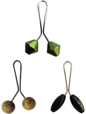 Al-Fil Teknoloji 3 Adet Tesettür Eşarp ve Şal Klipsi Hardal Siyah Yeşil