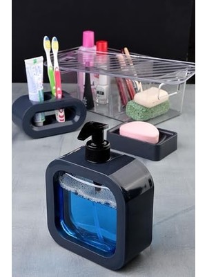 Teknocan Marketing Modern Tasarım 4 Parça Banyo Aksesuar Seti Modern Hafif Lüks Yıkama Kabı Banyo Aksesuarları Banyo Seti Losyon Şişeleri, Diş Fırçası Tutacağı, Diş Kupası, Sabunluk