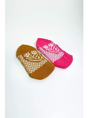 Al-Fil Teknoloji 2 Çift El Örgüsü Kışlık Şık Kadın Yün Patik Set 7