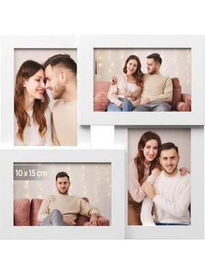 Teknocan Marketing 4 Fotoğraf Için Resim Çerçevesi Kolajı, 10 x 15 cm RPF25WT