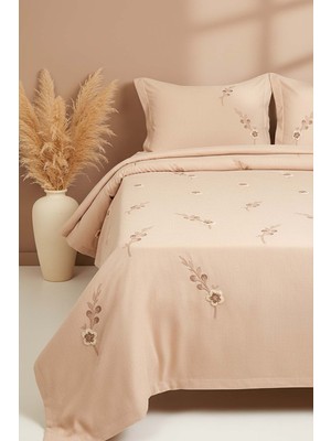 Cappy Seren Desen Çift Kişilik Nakışlı Yatak Örtüsü Seti