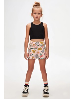 Cute Sketchbook Kız Çocuk Cepli Desenli Şort