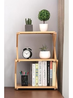 Teknocan Marketing Bambu 3 Raflı Tekerlekli Sehpa Düzenleyici Raf Çok Amaçlı Organizer DB-0023