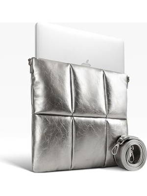 Teknocan Marketing Comfyable Kabarık Dizüstü Bilgisayar Kılıfı 13 Inç 14 Inç, Çapraz Askılı Puffer Laptop Taşıma Çantası,  Air M4 M3 M2 M1 ile Uyumlu Yastık Kılıfı,  Pro 13'ü 14'ü 14 Arada M4, Pu Deri