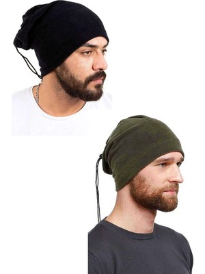 Al-Fil Teknoloji 2 Adet Polar Ipli Bere ve Boyunluk Siyah Yeşil