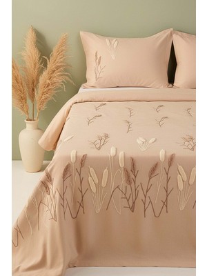 Cappy Willow Breeze Desen Çift Kişilik Nakışlı Yatak Örtüsü Seti