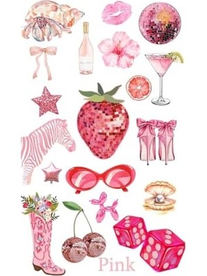 Teknocan Marketing Pink Retro Laptop Tablet Telefon Ajanda Bullet Journal Motor -Suya Dayanıklı Etiket