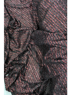 Al-Fil Teknoloji Sakallı Çizgili Pullu Kumaş  Pullu Payet Kumaş Abiye Nişan Düğün Siyah Bordo