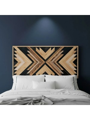 Postotto Masif Ahşap Siyah Mozaik Çift Kişilik Yatak Başlığı – 170x85 cm Özel Tasarım