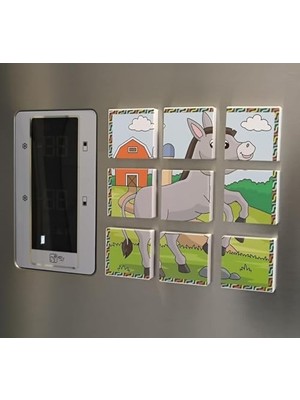 Teknocan Marketing Manyetik Blok Çift Taraflı 9 Parçalı Mıknatıslı Puzzle 2 Görsel Köpek-Eşek Yapboz