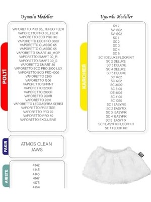 Teknocan Marketing Nice Polti- Buharlı Temizleyici Uyumlu 25 Lastikli, 25 Büyük Düz Havlu Bez Seti 50'lu (Niceset M50)