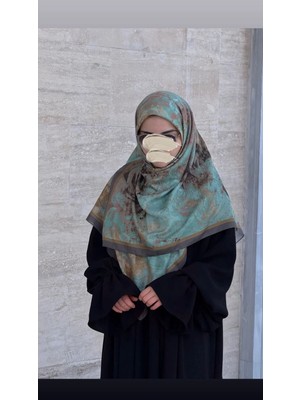 Qalortex Scarf Pamuklu Soft Âlâ Desen Eşarp-Su Yeşili