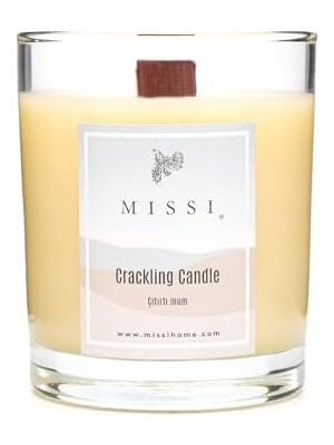 Teknocan Marketing Ahşap Fitilli Vanilya Kokulu Ekru Craklıng Vegan Mum (Çıtırtılı Mum)