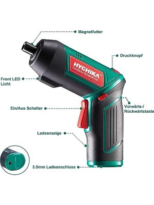 Teknocan Marketing Akülü Tornavida 6nm, Akülü Tornavida 2000MAH 3.6V, 20 Aksesuar, LED Lamba, Manyetik Mandren, Şarj Cihazı