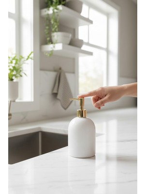 Akayev Mermer Beyaz Gold Banyo, Mutfak Sıvı Sabunluk