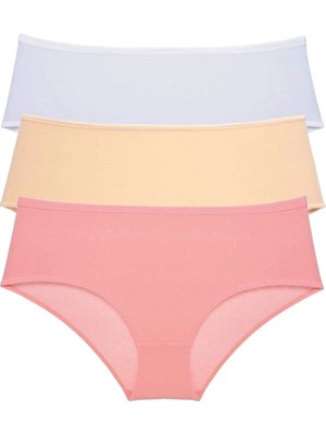 Al-Fil Teknoloji 3 Adet Kadın Yüksek Bel Bato Külot Beyaz Ten Pudra