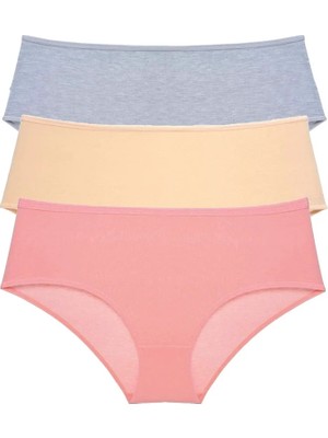 Al-Fil Teknoloji 3 Adet Kadın Yüksek Bel Bato Külot Gri Ten Pudra