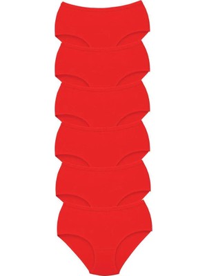 Al-Fil Teknoloji 6 Adet Tutku Kadın Yüksek Bel Bato Kalın Lastik Külot Kırmızı