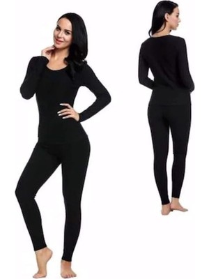 Al-Fil Teknoloji Kota Kadın Kışlık Termal Sıcak Tutan Tayt ve Fanila Takım 2'li Set Siyah
