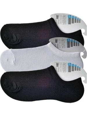 Al-Fil Teknoloji Siyah ve Beyaz Erkek Görünmez Çorap 3 Çift