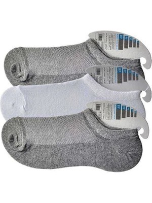 Al-Fil Teknoloji Gri ve Beyaz Erkek Görünmez Çorap 3 Çift