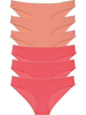 Al-Fil Teknoloji 6 Adet Süper Eko Set Likralı Kadın Slip Külot Pudra Fuşya