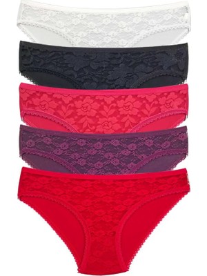 Al-Fil Teknoloji 5 Adet Önü Dantelli Transparan Kadın Slip Külot S130