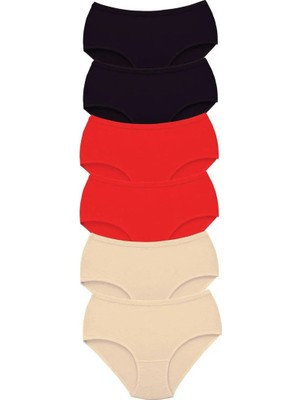 Al-Fil Teknoloji 6 Adet Tutku Kadın Yüksek Bel Bato Kalın Lastik Külot S11