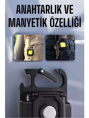 Al-Fil Teknoloji Anahtarlık Çok Amaçlı Mıknatıslı Taşınabilir Işık LED Şarjlı