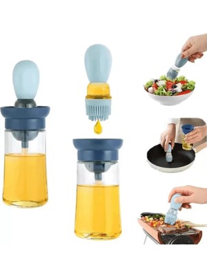 Al-Fil Teknoloji Hazneli Silikon Uçlu Cam Yağdanlık Sirke Yağ Yumurta ve Sos Fırçası Asorti