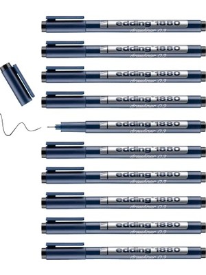 Edding 1880 Teknik Çizim Kalemi - Siyah - 10 Kalem - 0,3 mm Çizgi Genişliği