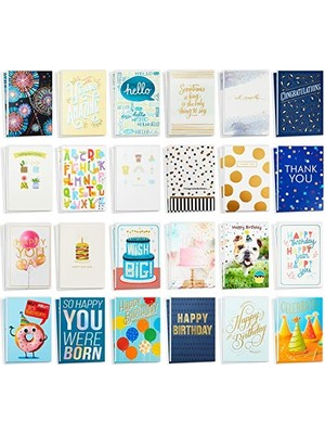 Tüm Etkinlik Kartları Çeşitliliği—48 Zarflı Kart (Doğum Günü, Teşekkür, Tebrikler, Sempati, Bebek Duşu, Boş)