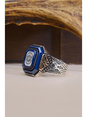 Innuendo Jewelry 925 Ayar Gümüş Hz. Süleyman Mührü Işlemeli Kare Kasa Erkek Yüzük