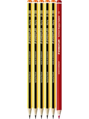 Staedtler 120-0 Noris 2b Kurşunkalem (5 Adet) & 13144-23LN & Kırmızı Kopya Kalemi